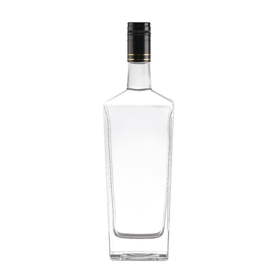 スーパーフリントガラス素材 OEM/ODM用のダークスクエア酒瓶 200ml 500ml 750ml 1L