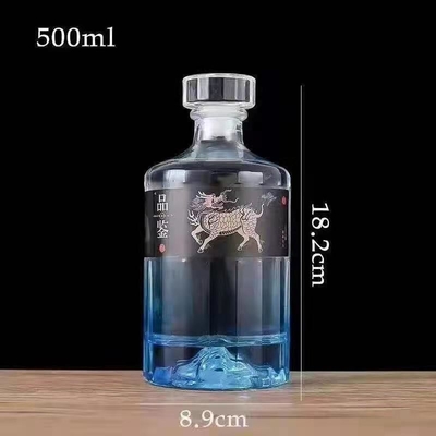 スーパーフリントグラス 500ml 700ml 750ml ラム ウォッカ ウィスキー リコール ジン ボトル ガラスコルク