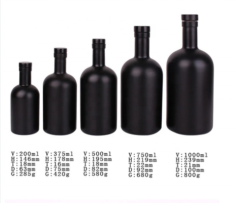 250ml 375ml 500ml 700ml 750ml 蓋とスクリーンプリント付きの空のグラス酒瓶