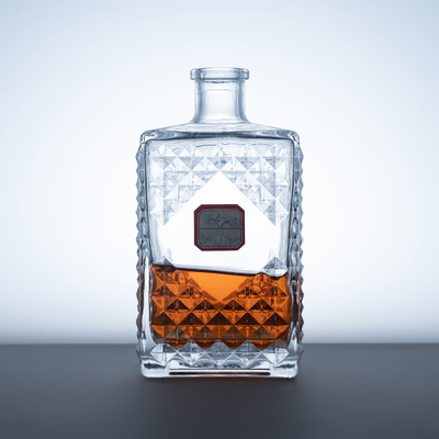 オーダーメイド ウイスキーガラスボトル容量 500ml/1000ml/375ml スクリーンプリント 方形
