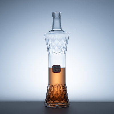 1リットル ウイスキー ガラス ウォッカ ボトル 空のスピリット ボトル 375ml 500ml 750ml コーク蓋付き