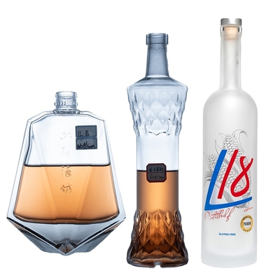 スーパーフリントガラス ベース素材 ボトル オーダーメイド 空のウイスキー ワイン ガラス ボトル 500/750ml