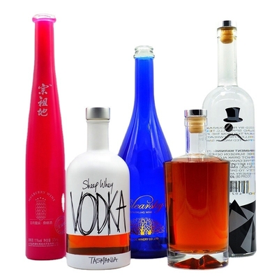 丸い飲み物のための透明の750mlガラスボトル ウィスキー シャンパンスピリット 500ml容量