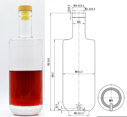 700ml スクエアボトル 250ml ジン ウォッカ 飲み物 酒 Yuncheng Ruisheng グラスボトル