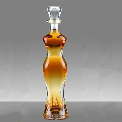 カスタマイズされたロゴ 許容 750ml 女性形ボトル 酒類ガラスボトル