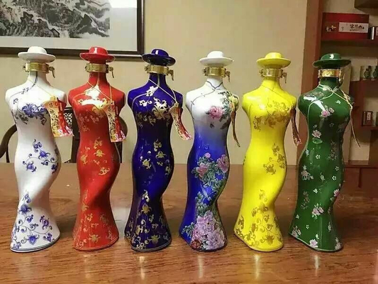 カスタマイズされたロゴ 許容 750ml 女性形ボトル 酒類ガラスボトル