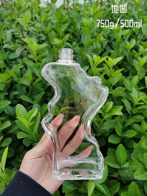 500ml スーパーフリント素材 ウォッカ ウィスキー ジン用 透明 白いガラスボトル
