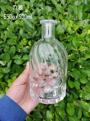 500ml スーパーフリント素材 ウォッカ ウィスキー ジン用 透明 白いガラスボトル