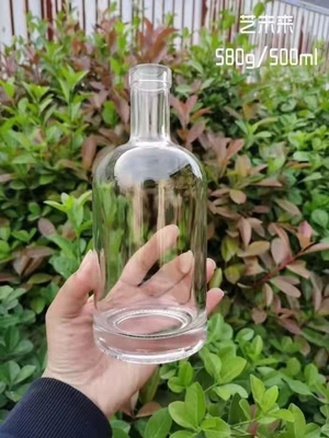 500ml スーパーフリント素材 ウォッカ ウィスキー ジン用 透明 白いガラスボトル