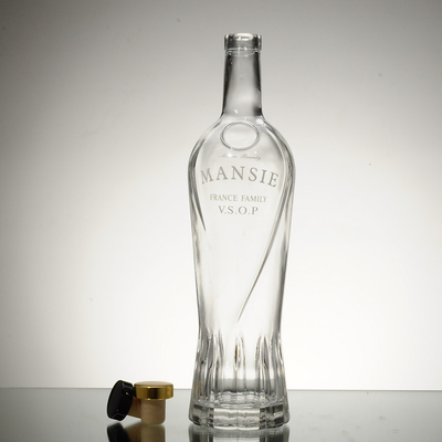 コラー素材 コーク付きワイン用ガラスボトル 蓋 750ml 空のXOブランデーボトル