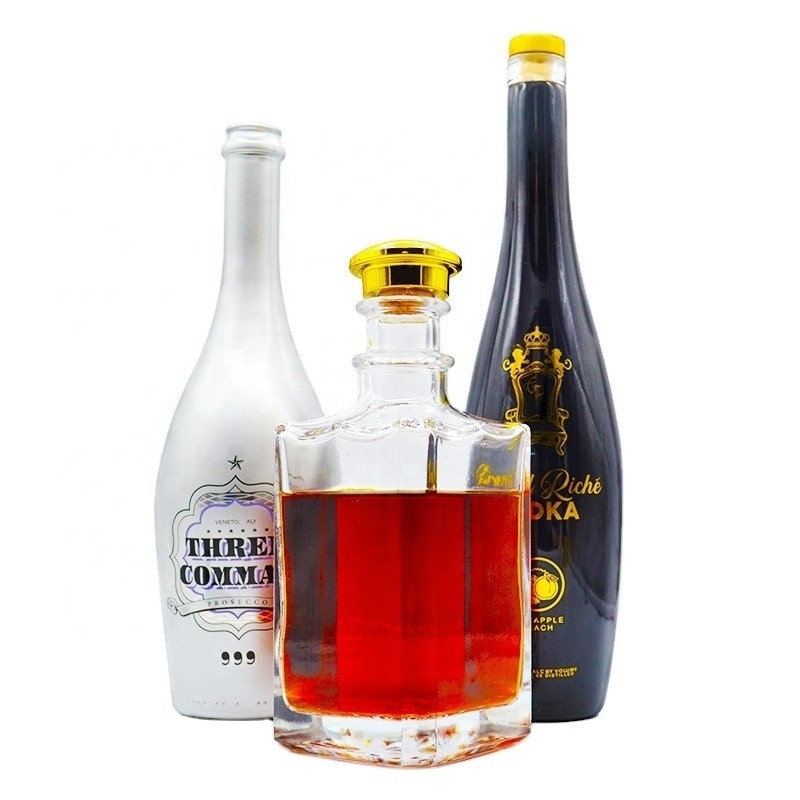250ml 375ml 500ml 700ml 750ml 蓋とスクリーンプリント付きの空のグラス酒瓶