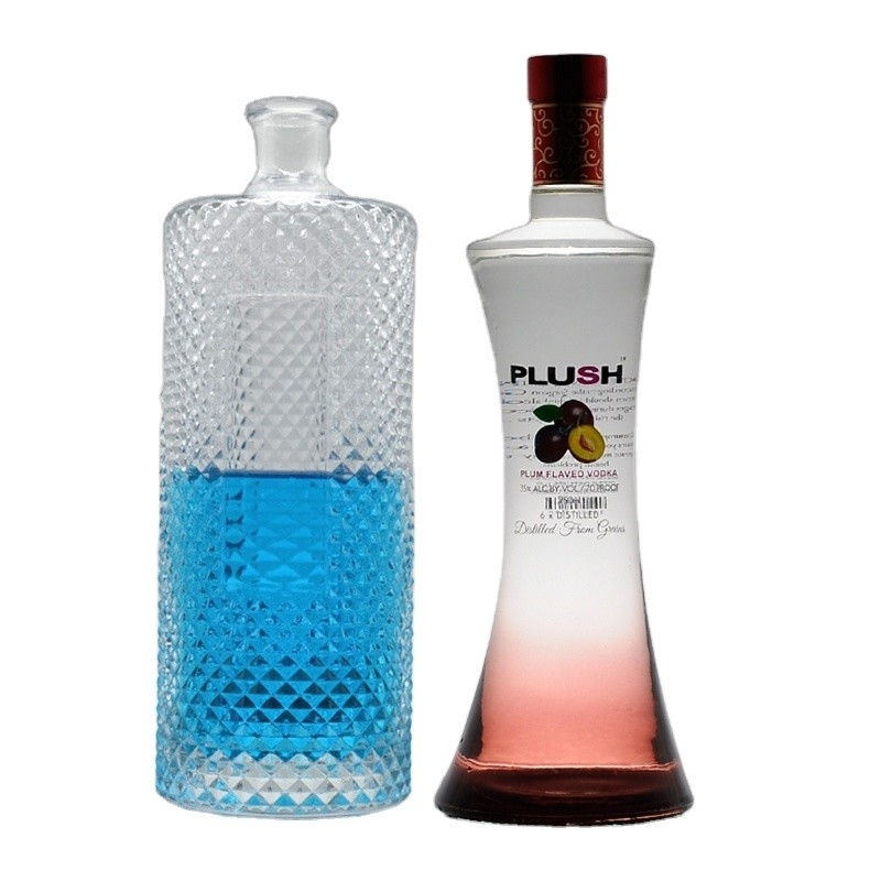 スーパーフリントガラス素材 750ml ウォッカ・スピリット ジン・ラム ガラス酒瓶 コルク付き