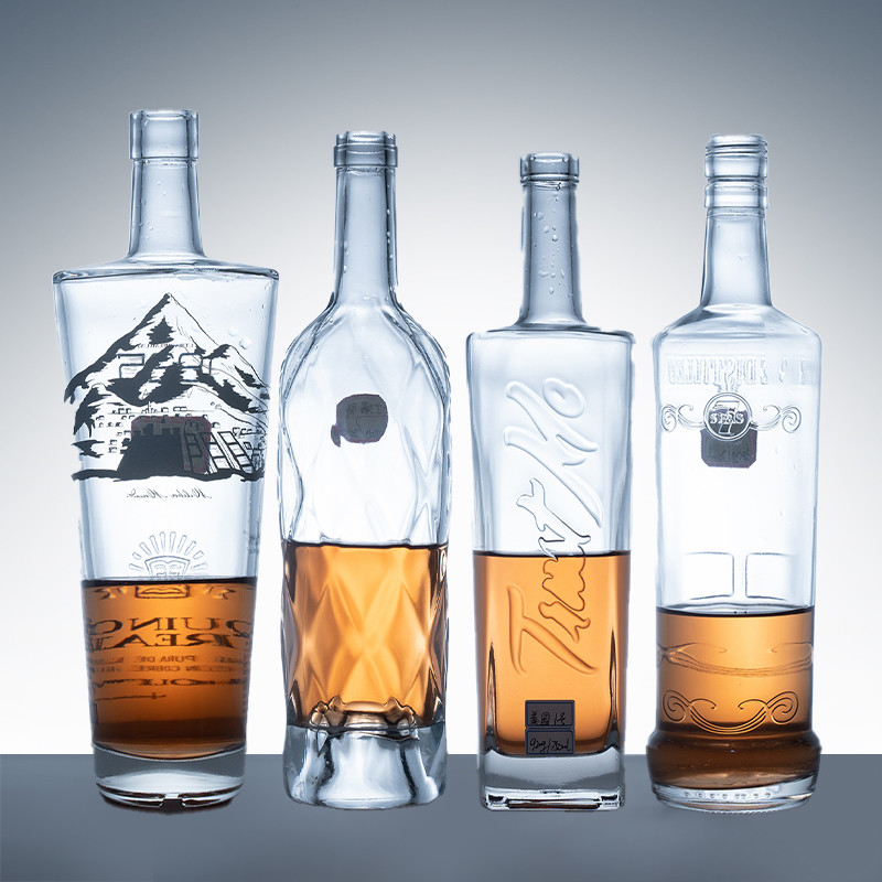 375ml 500ml 700ml 750ml 1000ml ジン・ウイスキー ウォッカ用スクリーンプリント用 ガラスボトル