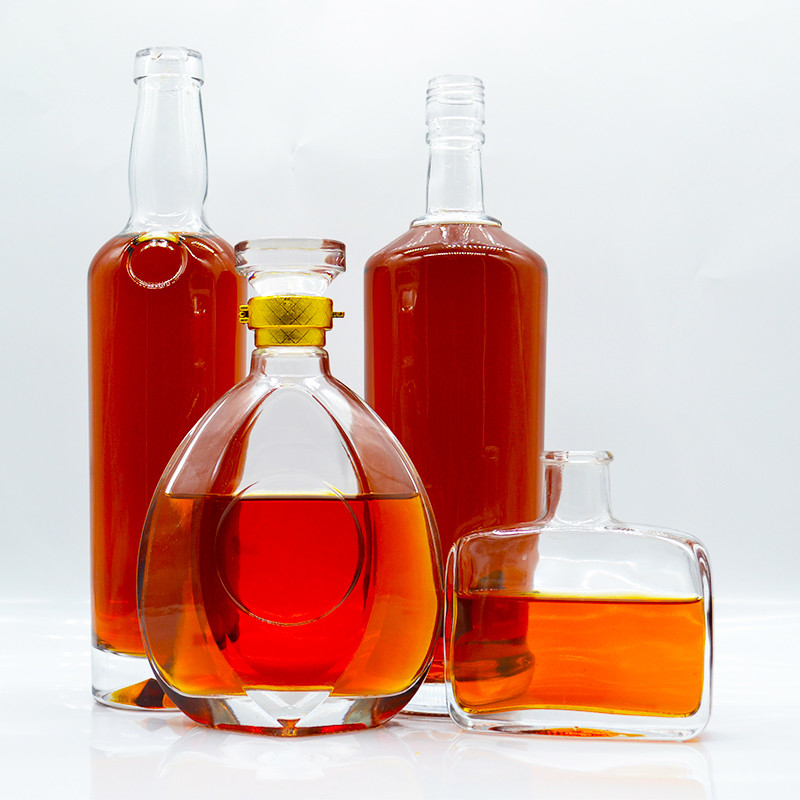 オーダーメイド形 オリーブオイルボトル 500ml ホワイトフロスト ラベル ジン 750ml スピリット アルコール ガラスソース ボトル