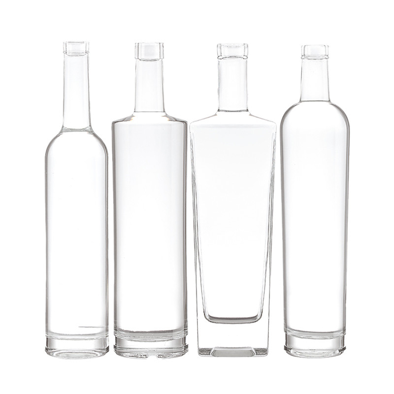 工業飲料 750ml 高くて薄いコルクトップ 透明ガラスボトル 無料サンプル