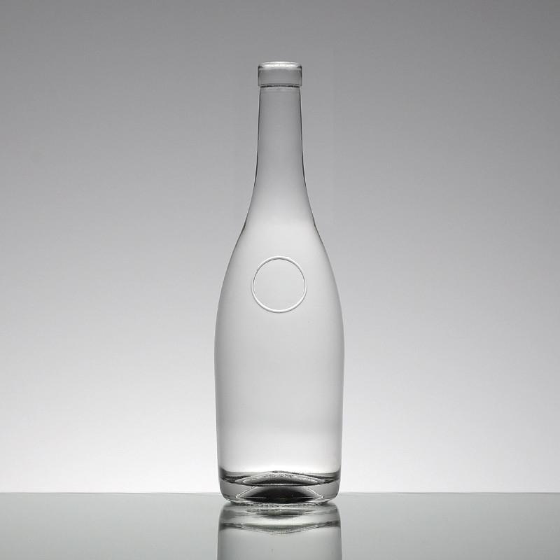 彫刻されたスーパーフリントガラス アルコールボトル 750ml フルブルアルコールガラスボトル コルク1リットル