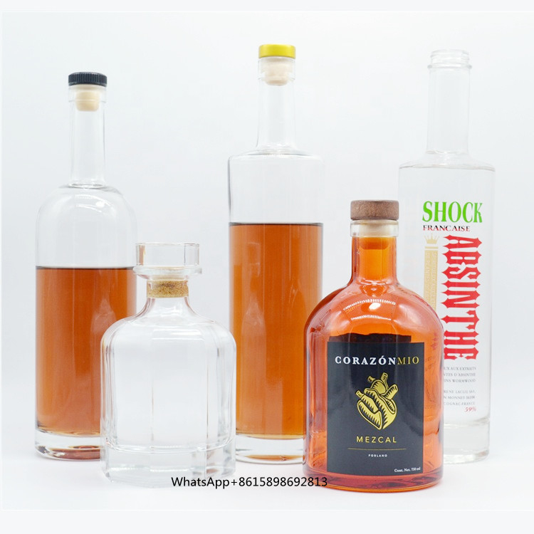 エクストラ ホワイト フリント ガラス 350ml 500ml 700ml 750ml ウォッカ ジン ウィスキー リコール ガラス ボトル