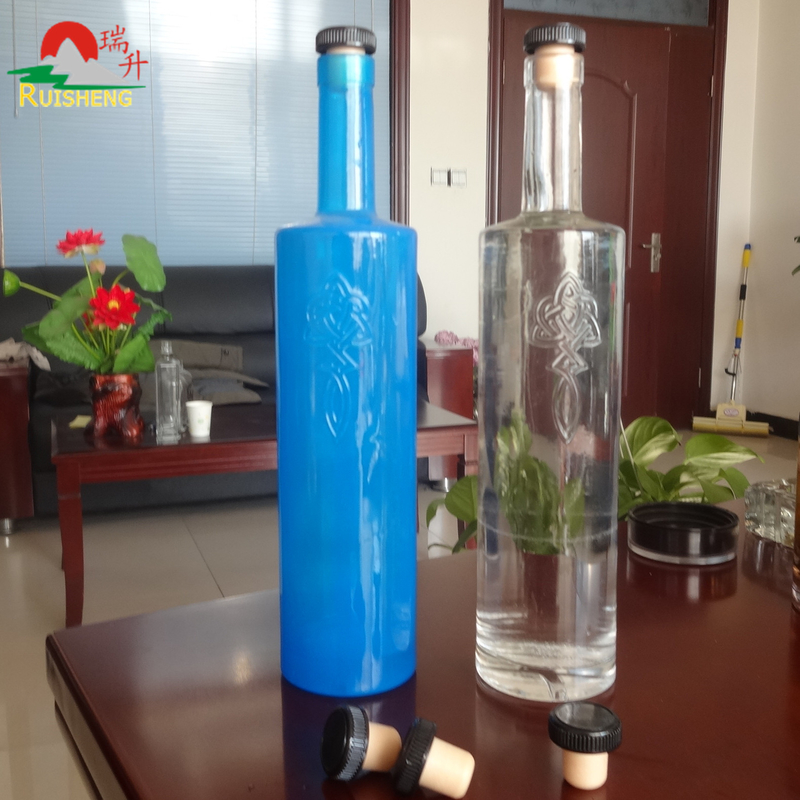 高石灰ガラス素材 750ml 円筒形ガラスワインボトル 酒類用