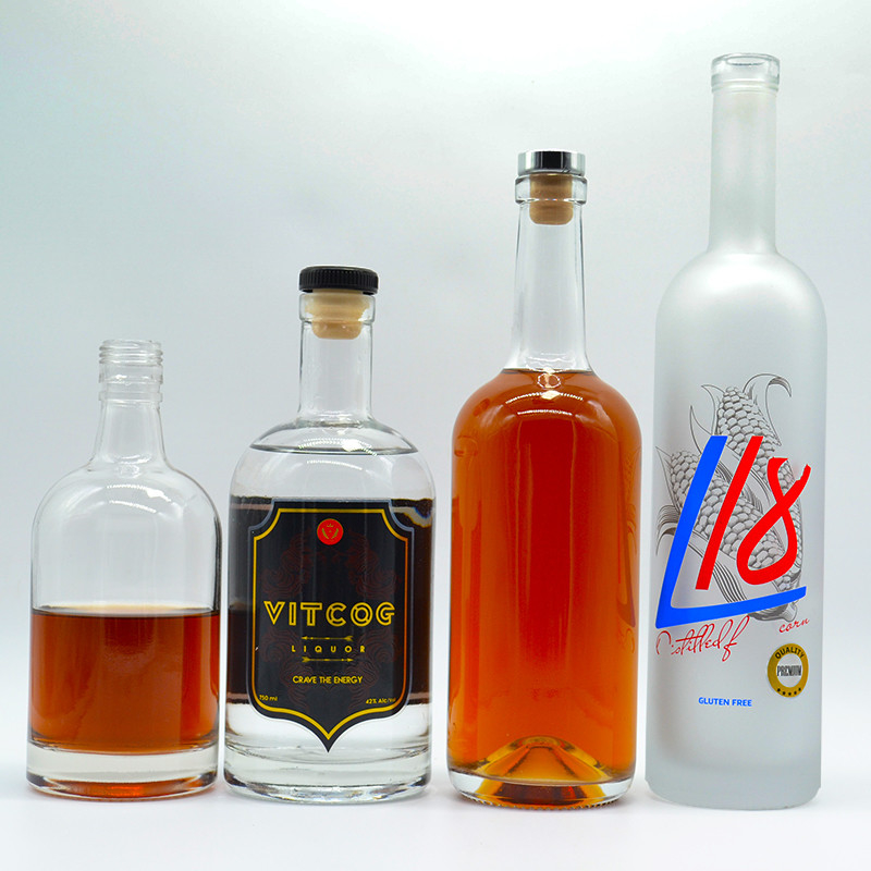 375ml 200ml 100ml ボトル ガラス ジン ウィスキー ワイン ウォッカ スピリット ガラス ボトル コルク